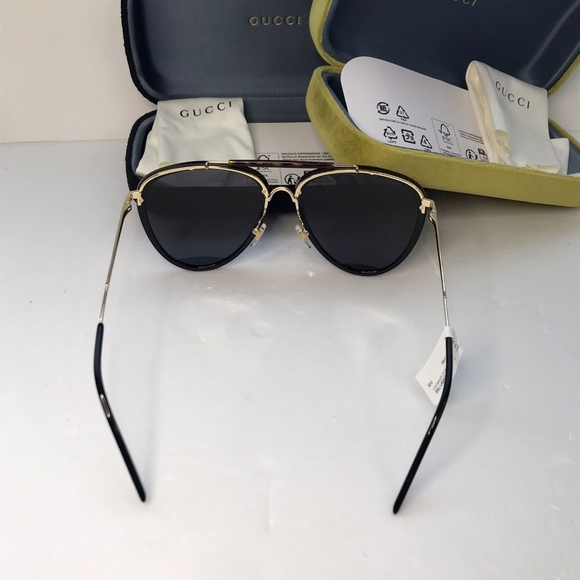 - New - 💯 Original Gucci GG0672S Unisex Aviator Sunglasses, Black/Grey - Picture 10 of 12